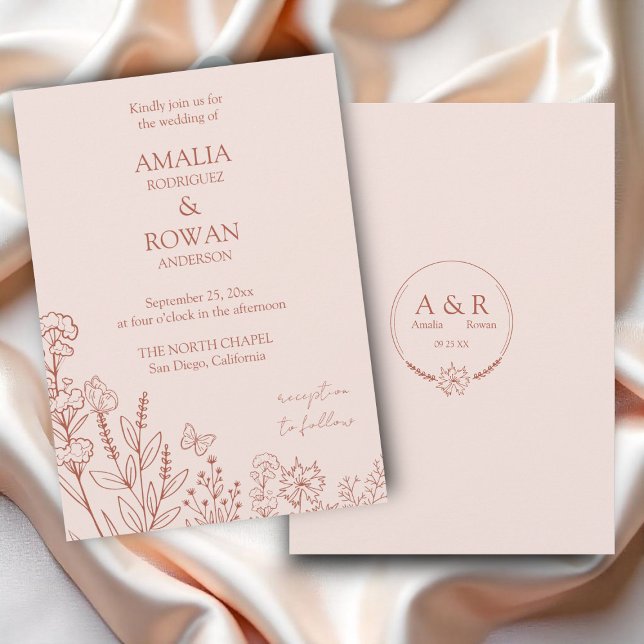Meadow Flowers Misty Rose Wedding Invitation (Creator Uploaded)