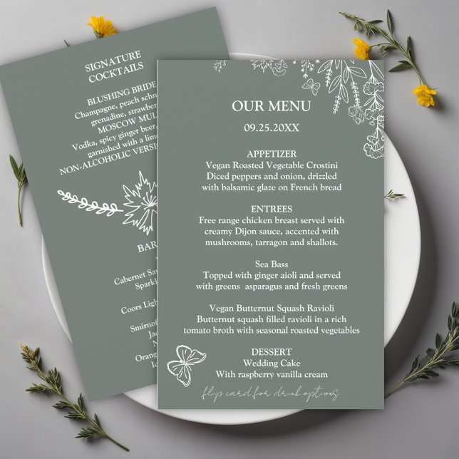 Meadow Flowers Sirocco Green Wedding Budget Menu  (Creator Uploaded)