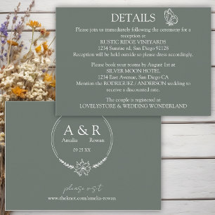 Meadow Flowers Sirocco Green Wedding Details  Enclosure Card