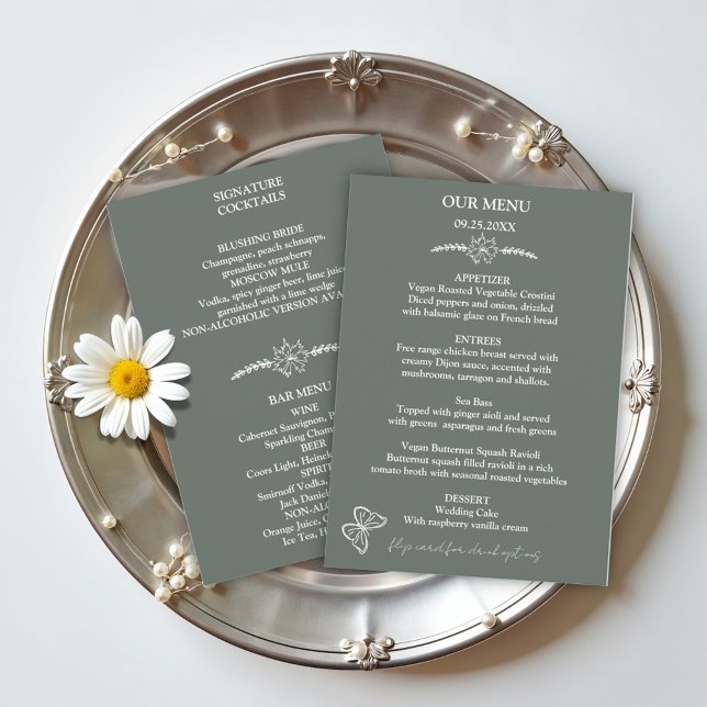 Meadow Flowers Sirocco Green Wedding Menu (Creator Uploaded)