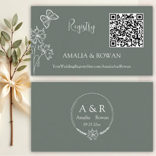 Meadow Flowers Sirocco Green Wedding Registry  Enclosure Card