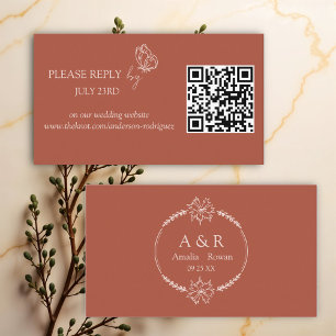 Meadow Flowers Terracotta QR RSVP Enclosure Card