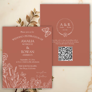 Meadow Flowers Terracotta Wedding Budget Invite