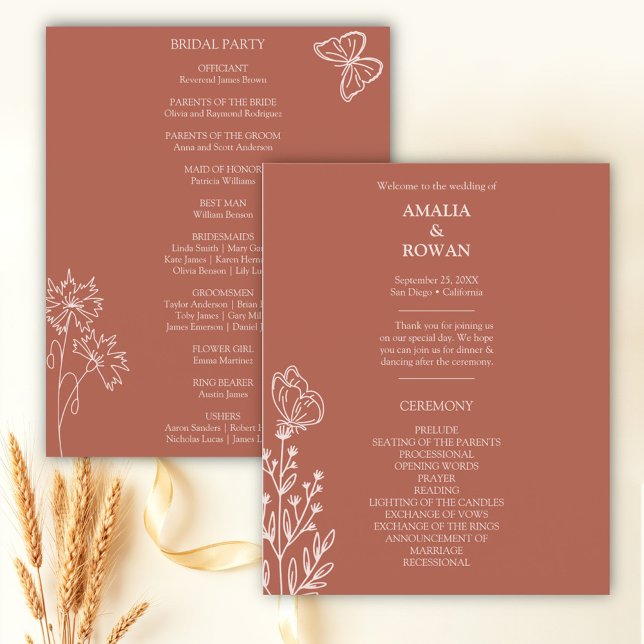 Meadow Flowers Terracotta Wedding Budget Program (Creator Uploaded)