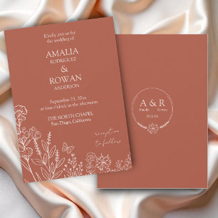 Meadow Flowers Terracotta Wedding Invitation