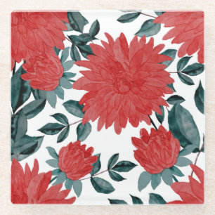 Meadow Flowers: Vintage Watercolor Seamless Glass Coaster