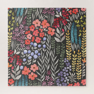 Meadow Flowers: Watercolor Floral Seamless Jigsaw Puzzle