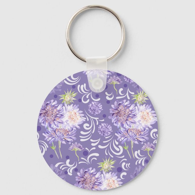 meadow flowers watercolor Pattern Key Ring (Front)