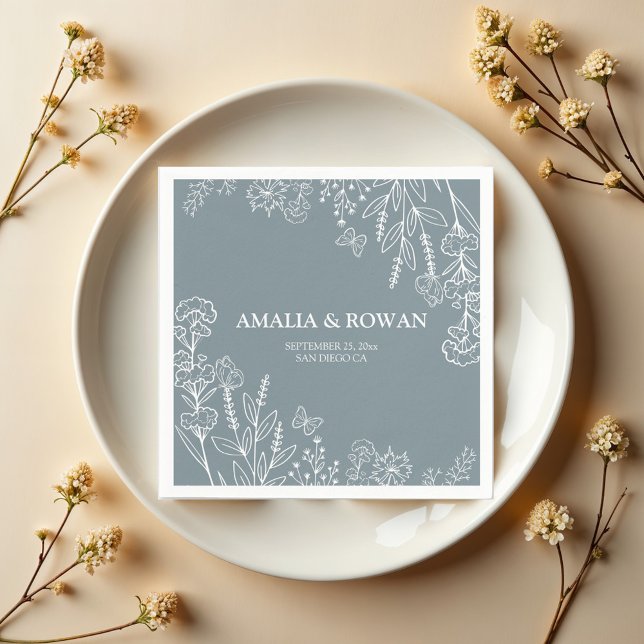 Meadow Flowers Wedding Custom Names Napkin (Creator Uploaded)