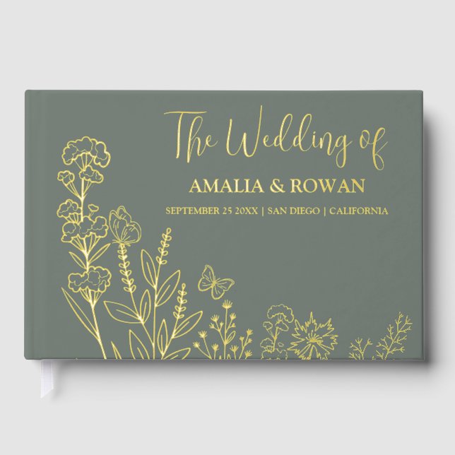 Meadow Flowers Wedding Guest Book (Front)