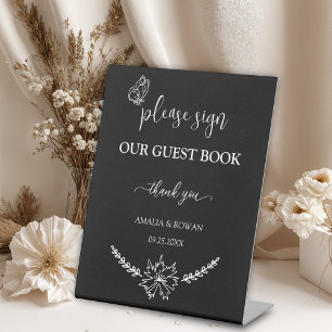Meadow Flowers Wedding Guest Book Pedestal Sign