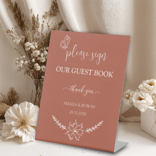 Meadow Flowers Wedding Guest Book Pedestal Sign