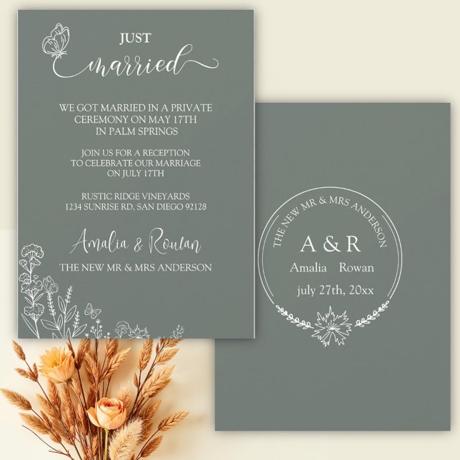 Meadow Flowers Wedding Just Married Invitation (Creator Uploaded)