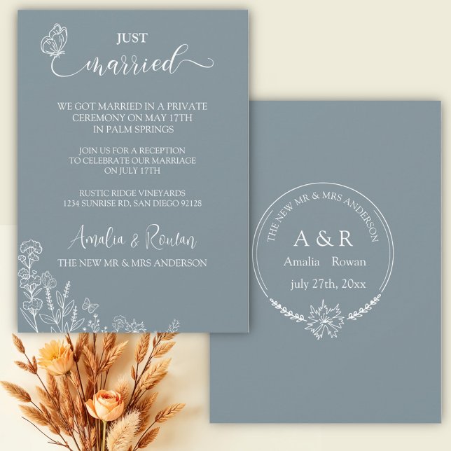 Meadow Flowers Wedding Just Married Invitation (Creator Uploaded)