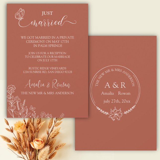 Meadow Flowers Wedding Just Married Invitation (Creator Uploaded)