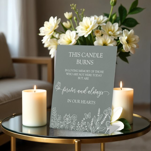 Meadow Flowers Wedding Memorial This Candle Burns Pedestal Sign (Creator Uploaded)