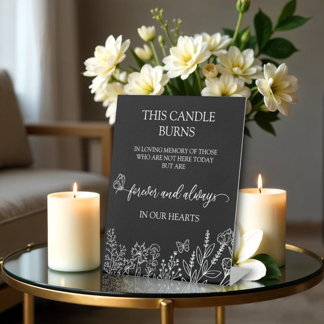 Meadow Flowers Wedding Memorial This Candle Burns Pedestal Sign (Creator Uploaded)
