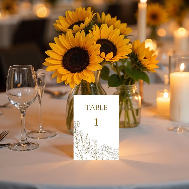 Meadow Flowers Wedding Table Number Card (Creator Uploaded)