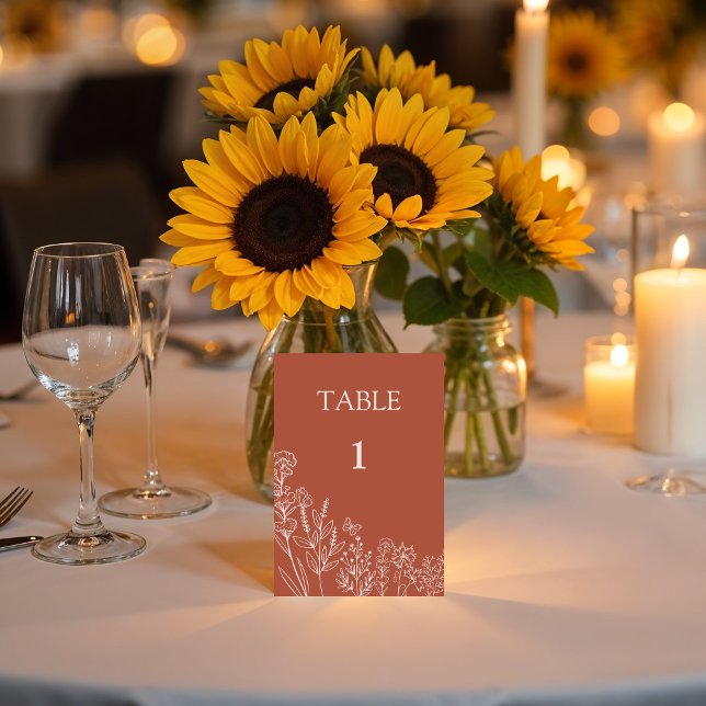 Meadow Flowers Wedding Table Number Card (Creator Uploaded)