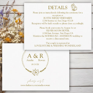 Meadow Flowers White and Gold Wedding Details Enclosure Card