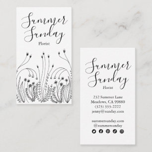 Meadow Garden Line Art Florist Landscaper Icons Business Card