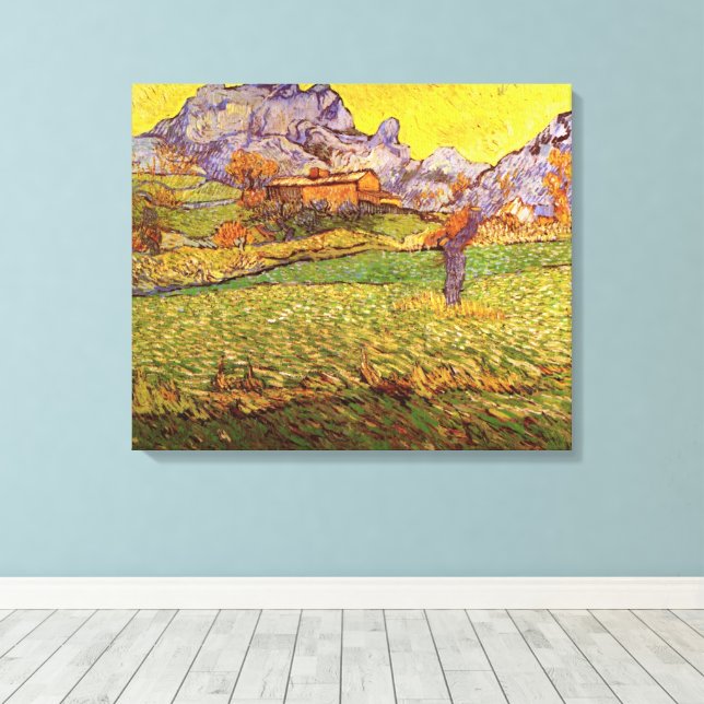 Meadow in Mountains by Vincent van Gogh Canvas Print (Insitu(Wood Floor))