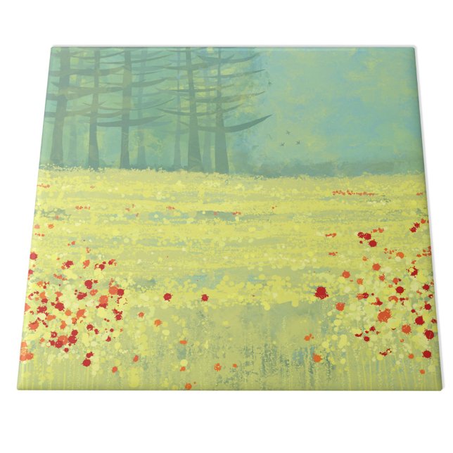 Meadow Landscape Painting Tile (Abstract summer wildflowe rmeadow art ceramic tile)