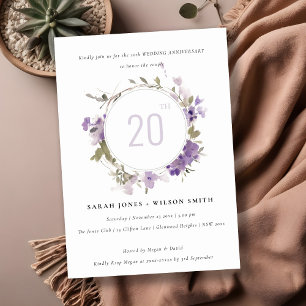 Meadow Lilac Floral Wreath Wedding Anniversary Invitation
