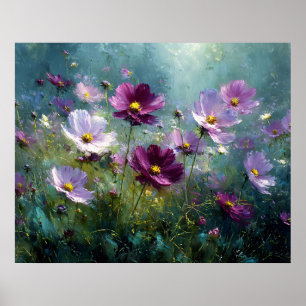 Meadow of Purple Wildflowers in Bloom Poster