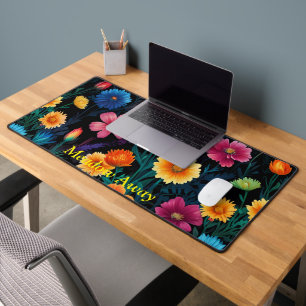 Meadow of Vivid Flowers Desk Mat