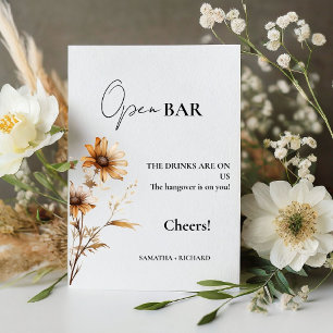 Meadow Open Bar Wedding Drinks Bar Sign