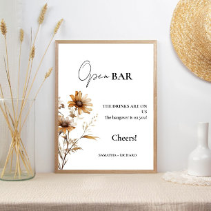 Meadow Open Bar Wedding Drinks Bar Sign