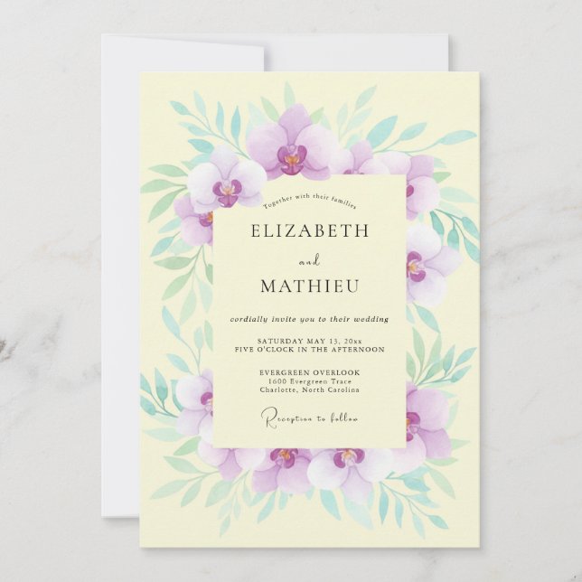 Meadow Pale Yellow Orchid Wedding Invitation (Front)