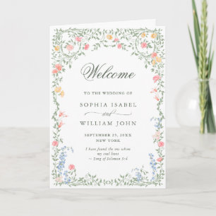 Meadow Pastel French Rose Wedding Ceremony Programme