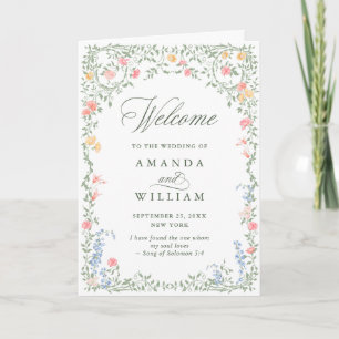 Meadow Pastel French Rose Wedding Ceremony Programme