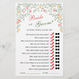 Meadow Pastel French Roses Bridal Shower Game