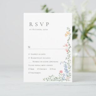 Meadow Pastel French Roses Floral Wedding RSVP Card