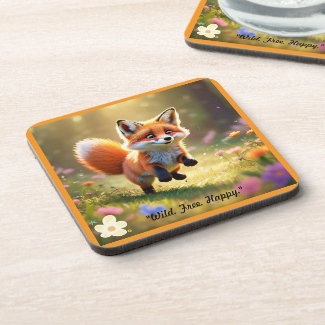 "Meadow Red Fox Delight" Coaster (Left Side)