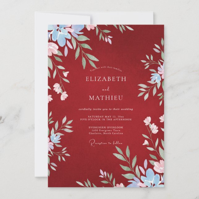 Meadow Rust Painted Foliage Wedding Invitation (Front)