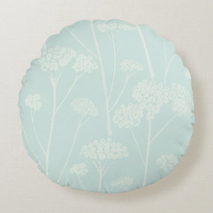Meadow Silence Soft Aqua Pale Seafoam Round Cushion