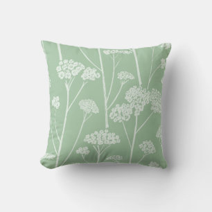 Meadow Silence Wildflower Green Pale Seafoam Cushion