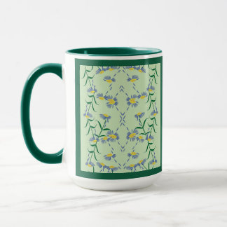 Meadow Soiree Collection Mug Blue, Yellow, Greens.