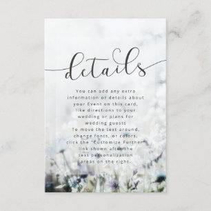 Meadow Song fading Wildflowers Wedding Details Enclosure Card