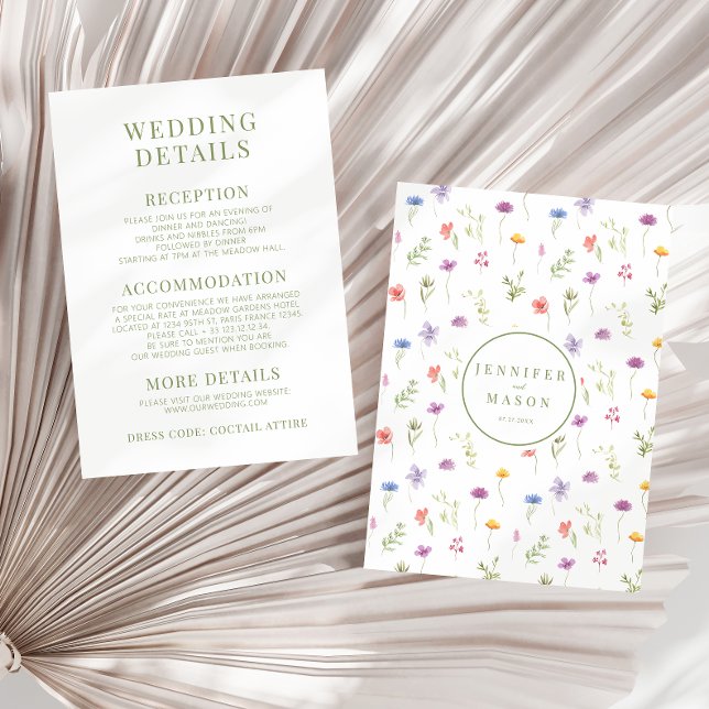 Meadow spring wild flower wedding details Card (Creator Uploaded)