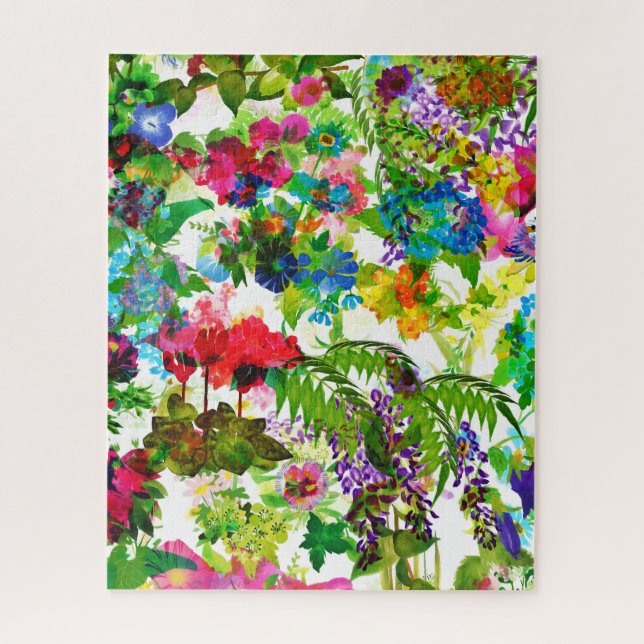 Meadow Summer Blossoms Botanical Garden Watercolor Jigsaw Puzzle (Vertical)