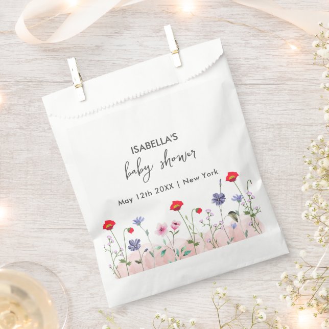 Meadow Summer Wildflower Baby Shower  Favour Bags (Clipped)