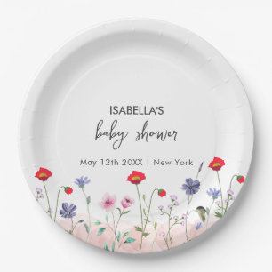 Meadow Summer Wildflower Baby Shower Paper Plate