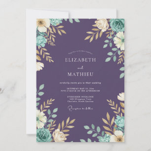 Meadow Violet Mint Painted Wedding Invitation