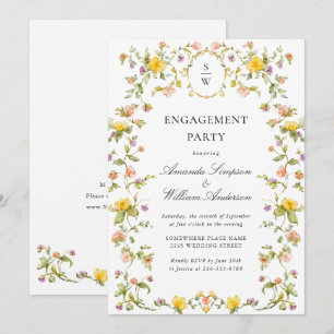 Meadow Watercolor Wildflowers ENGAGEMENT PARTY Invitation