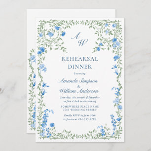 Meadow Watercolor Wildflowers Rehearsal Dinner Invitation